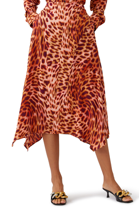 Cheetah Print Silk Skirt